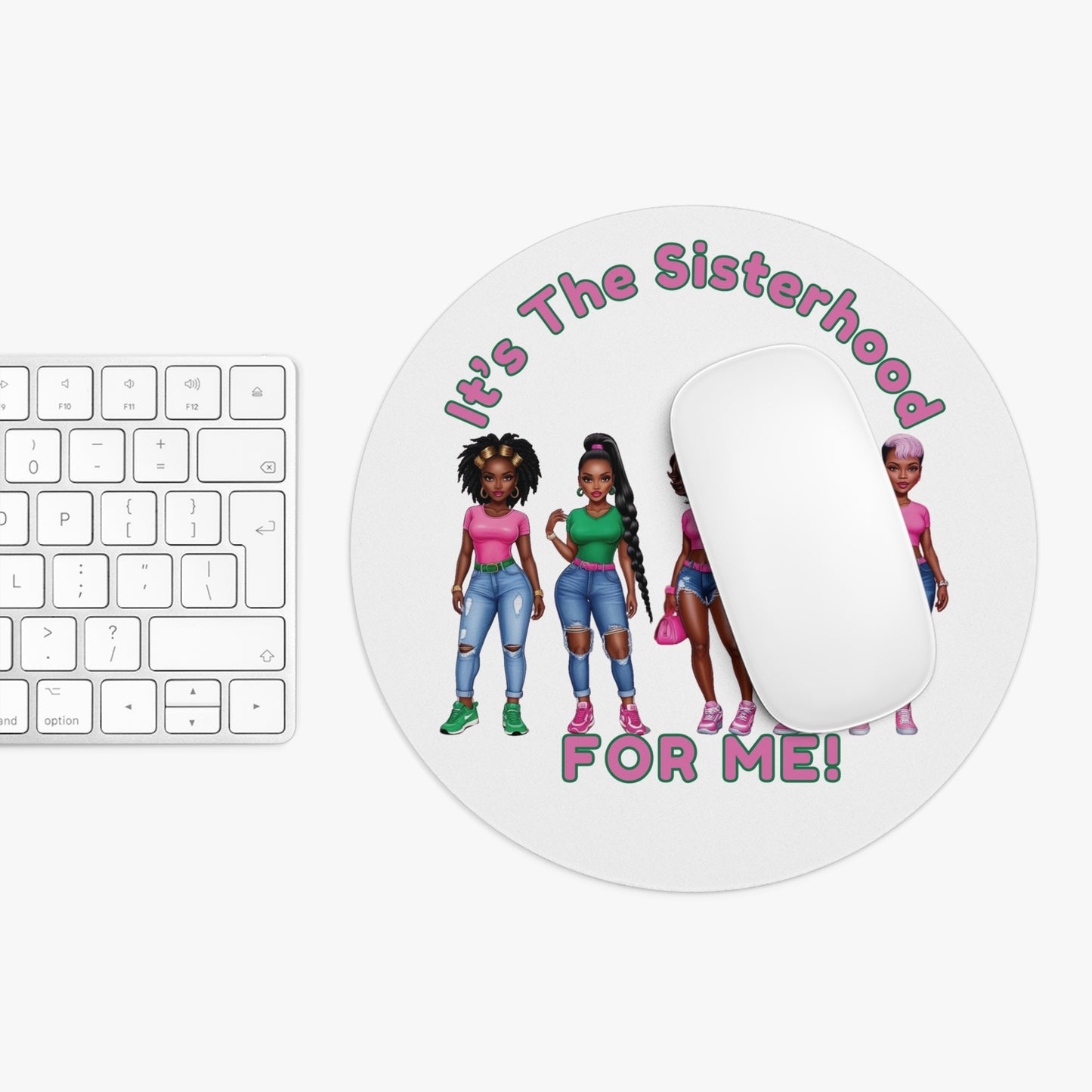 Sisterhood Mouse Pad, Black Women Pink Green Design, Office Desk Decor, Feminist Gift, Women's Empowerment Accessories, Sistas