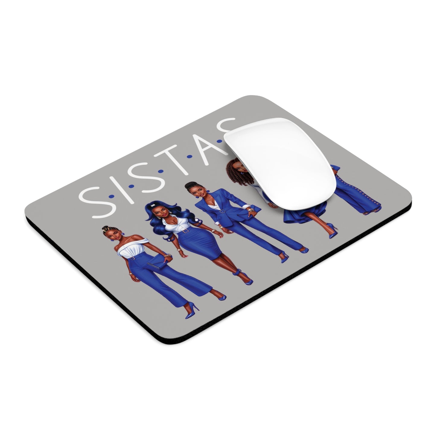 Sistas Mouse Pad - Black Women Red White Outfits, Afrocentric Home Office Decor, African American Sisters Gift, Feminine Desk Accessory