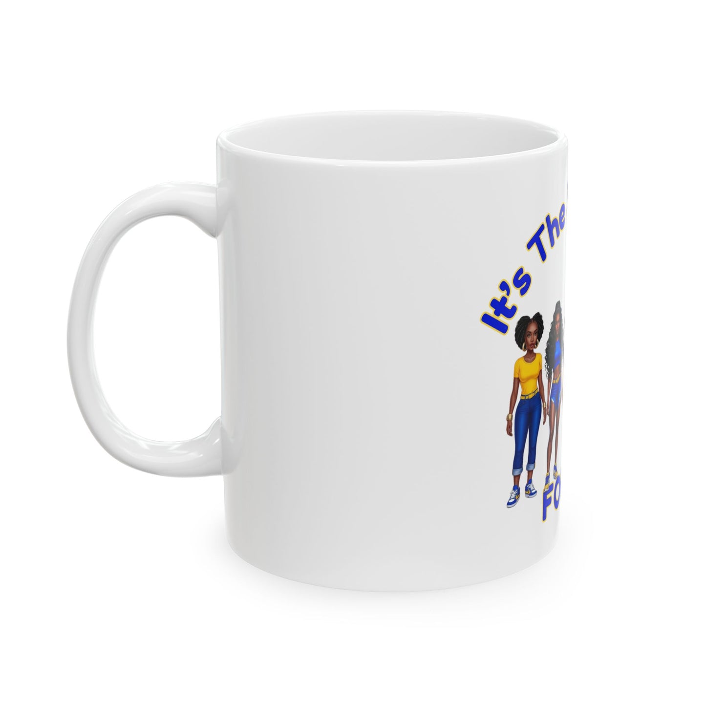 Sisterhood Ceramic Mug Blue and Gold