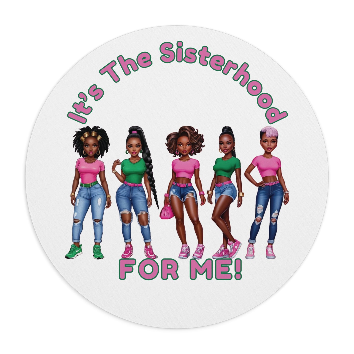 Sisterhood Mouse Pad, Black Women Pink Green Design, Office Desk Decor, Feminist Gift, Women's Empowerment Accessories, Sistas