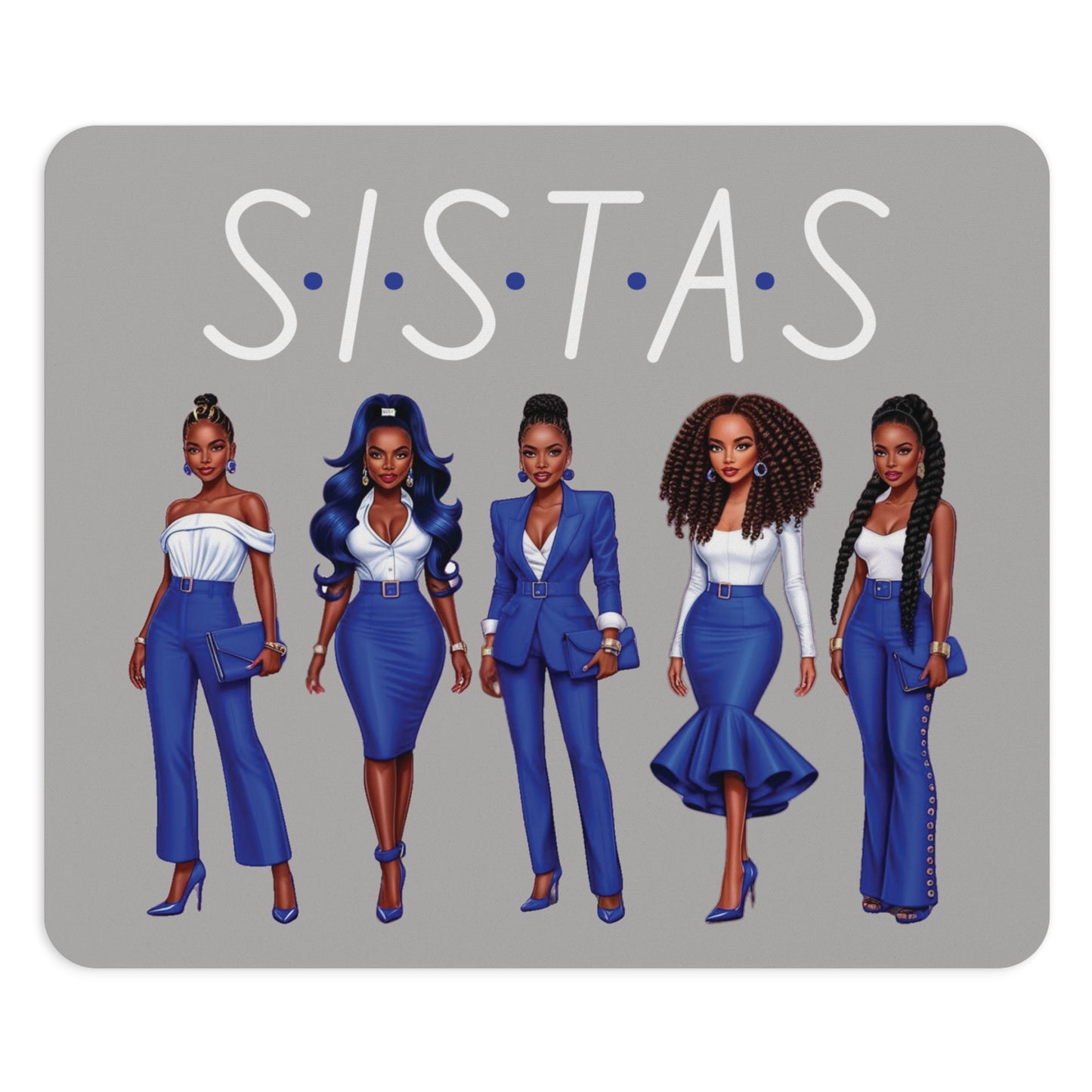 Sistas Mouse Pad - Black Women Red White Outfits, Afrocentric Home Office Decor, African American Sisters Gift, Feminine Desk Accessory
