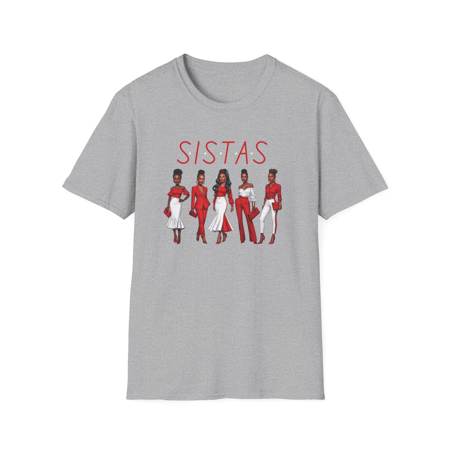 Sistas Tee, Feminine Red & White Shirt, Ladies Graphic Top, Girl Power T-Shirt, Women's Empowerment Clothing, Women's Casual Tee