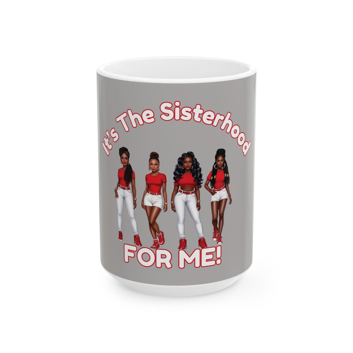 Sisterhood Ceramic Mug, 11oz 15oz, Blue and White African American Women Coffee Cup, Sistas Gift, Black Women Empowerment Tea Mug, BFF Cup