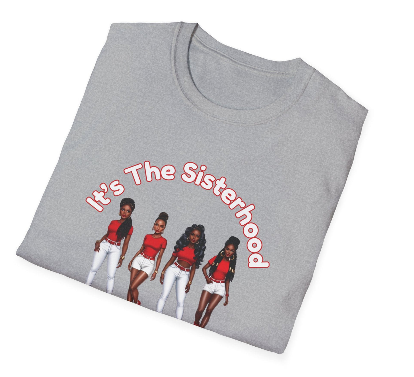 Sisterhood Women's Tee, Feminine Red & White Shirt, Ladies Graphic Top, Girl Power T-Shirt, Women's Empowerment Clothing, Women's Casual Tee