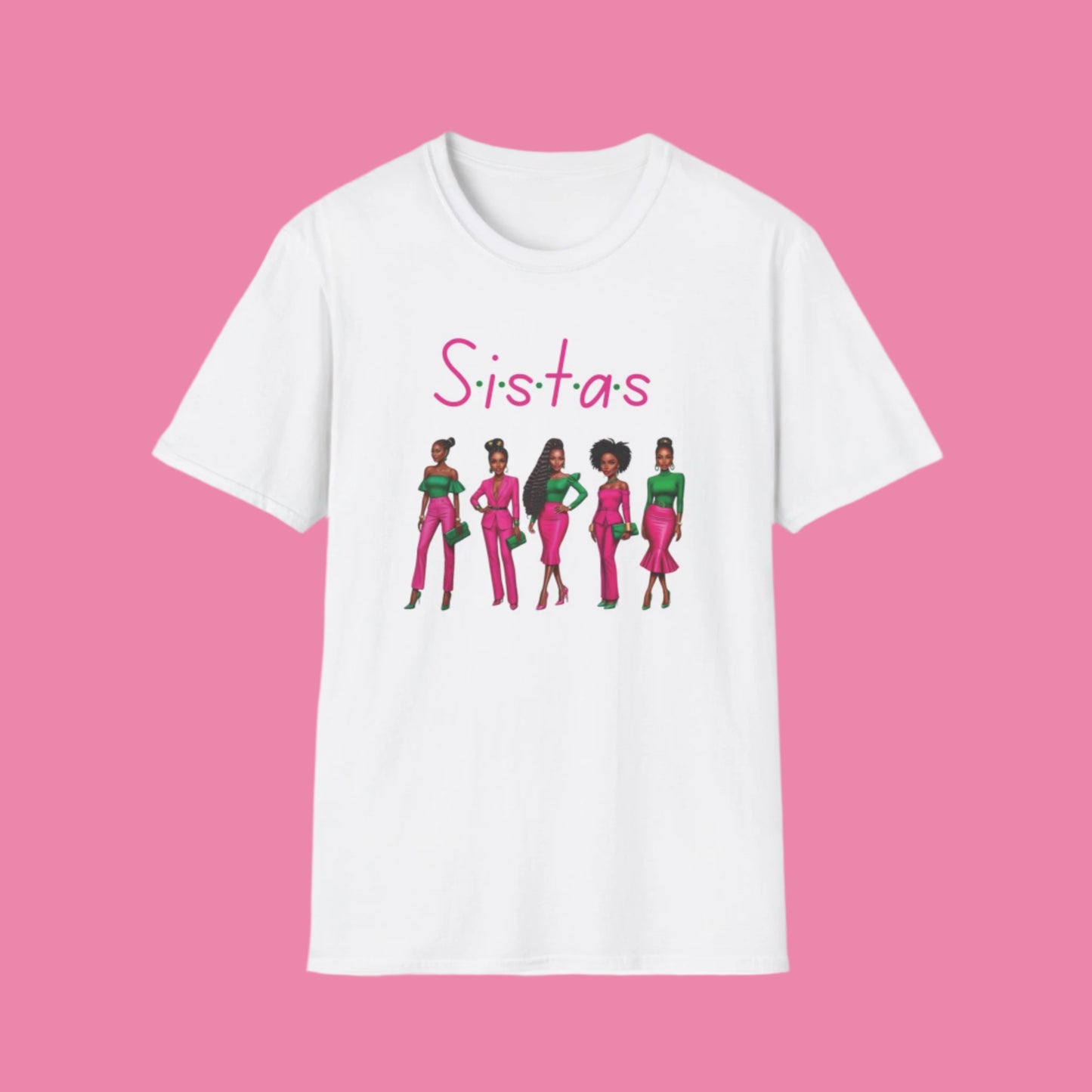 Black Women Pink and Green Unisex T-Shirt, Stylish African American Girls Tee, Feminine Fashion Top, Trendy Melanin Shirt, Diversity Graphic