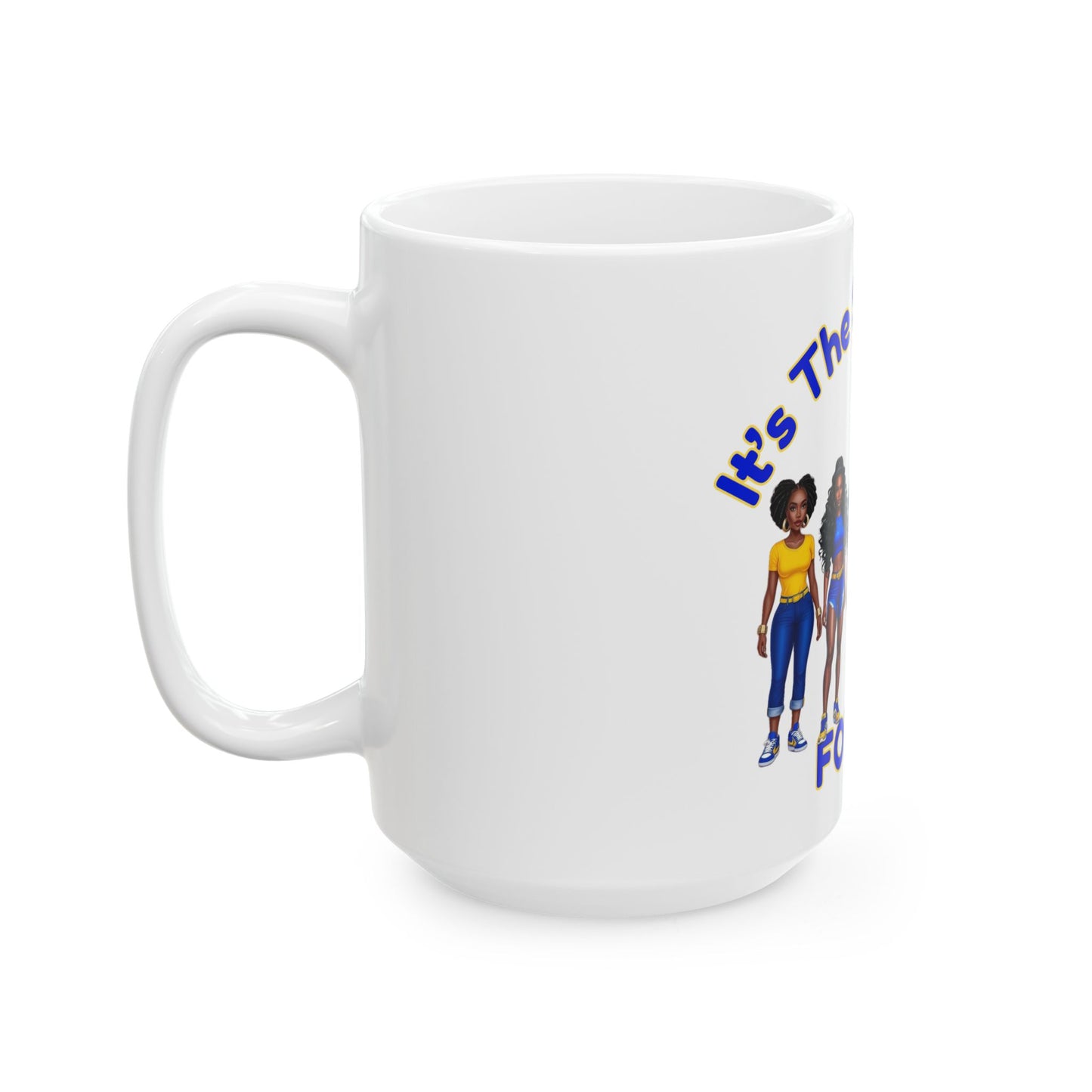 Sisterhood Ceramic Mug Blue and Gold