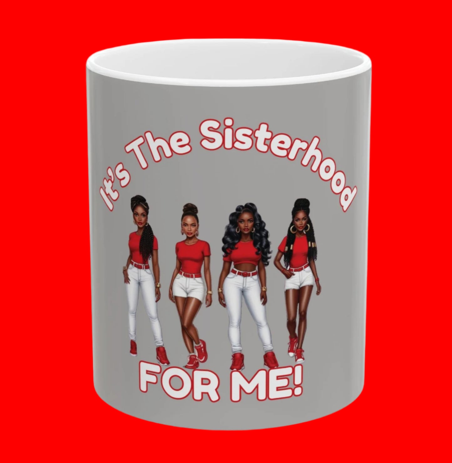 Sisterhood Ceramic Mug, 11oz 15oz, Blue and White African American Women Coffee Cup, Sistas Gift, Black Women Empowerment Tea Mug, BFF Cup