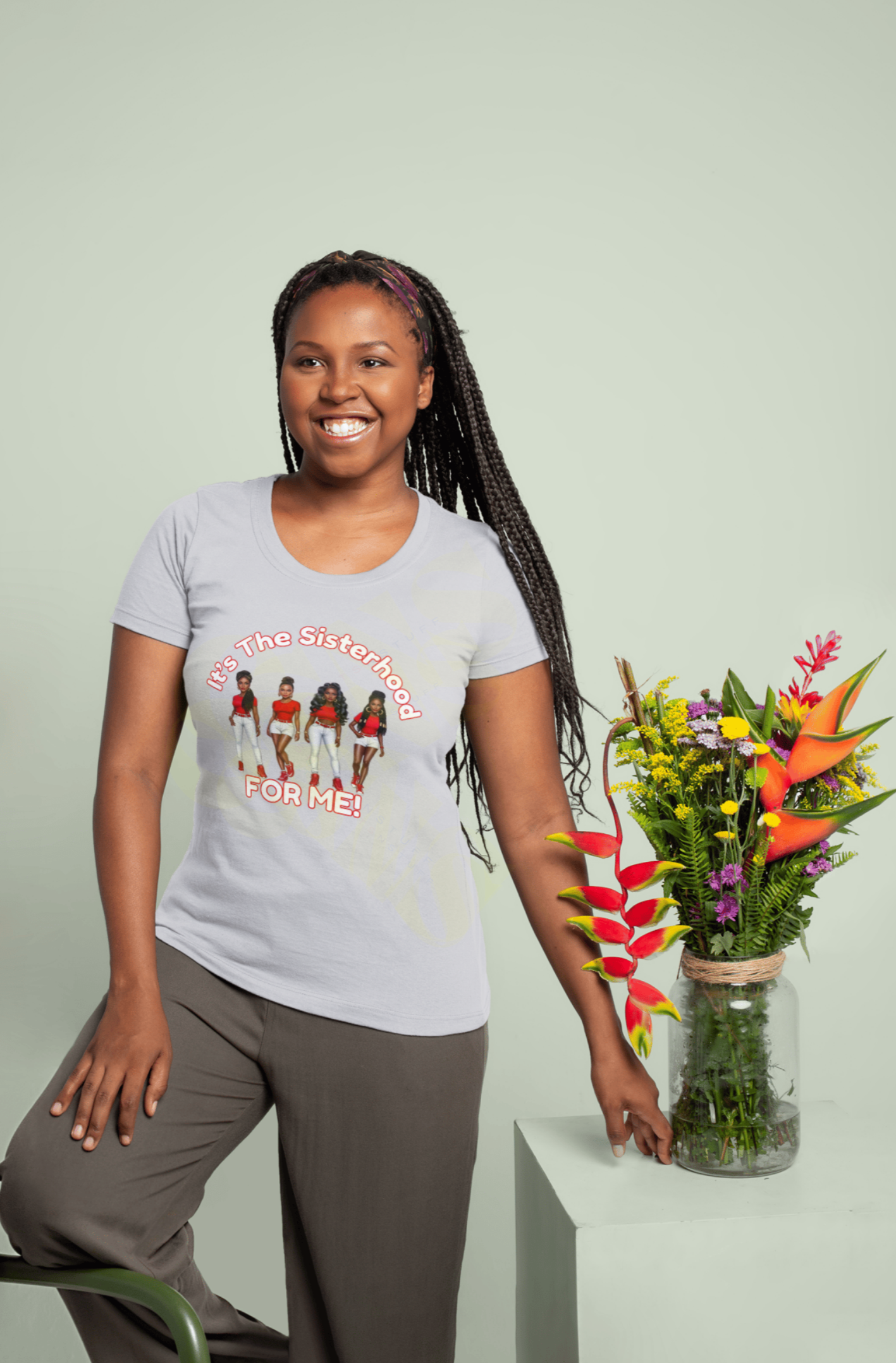 Sisterhood Women's Tee, Feminine Red & White Shirt, Ladies Graphic Top, Girl Power T-Shirt, Women's Empowerment Clothing, Women's Casual Tee