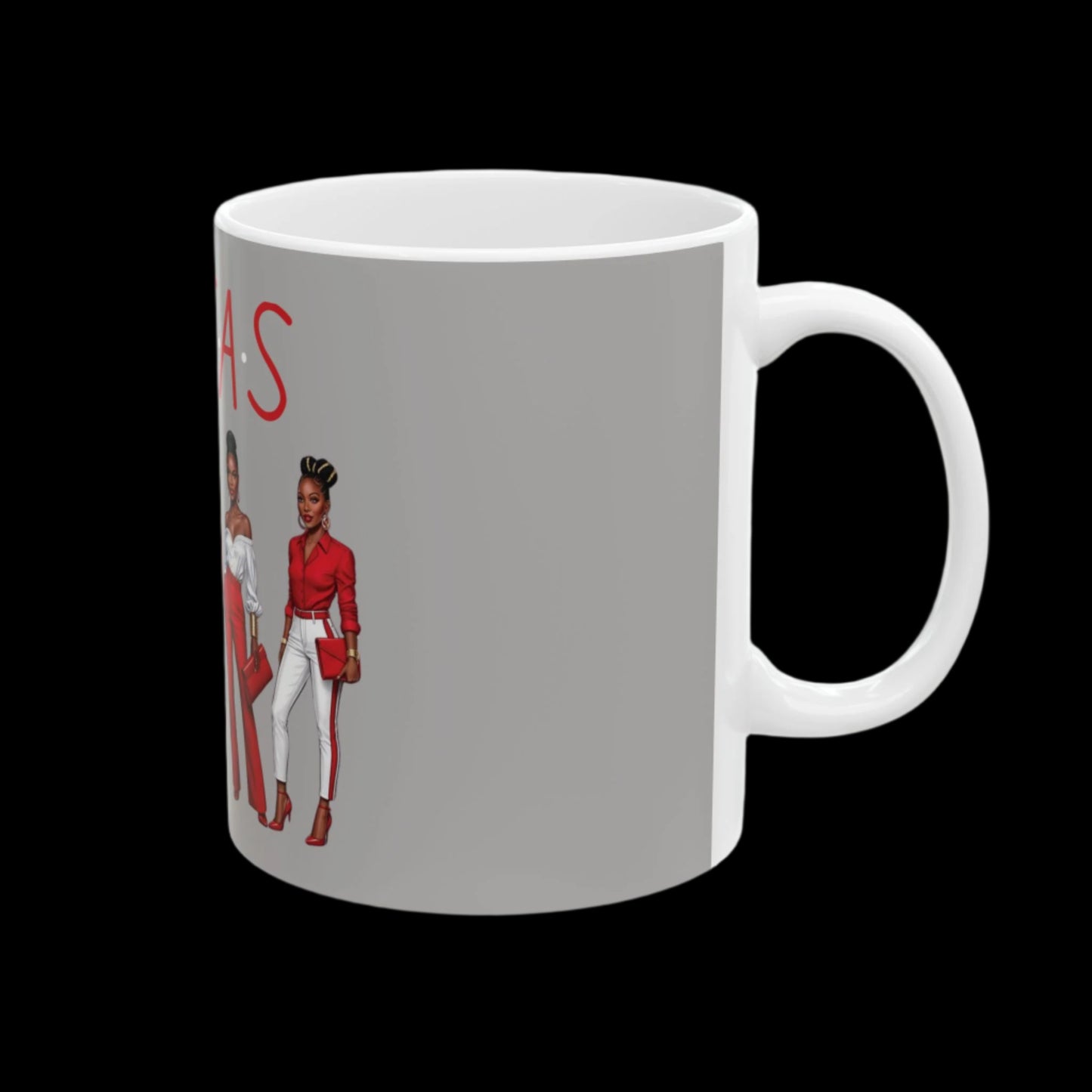 Red and White Sistas Ceramic Mug, Beautiful Women Design, 11oz, 15oz, Coffee Cup, Tea Mug, Gift for Her, African American, Black Women
