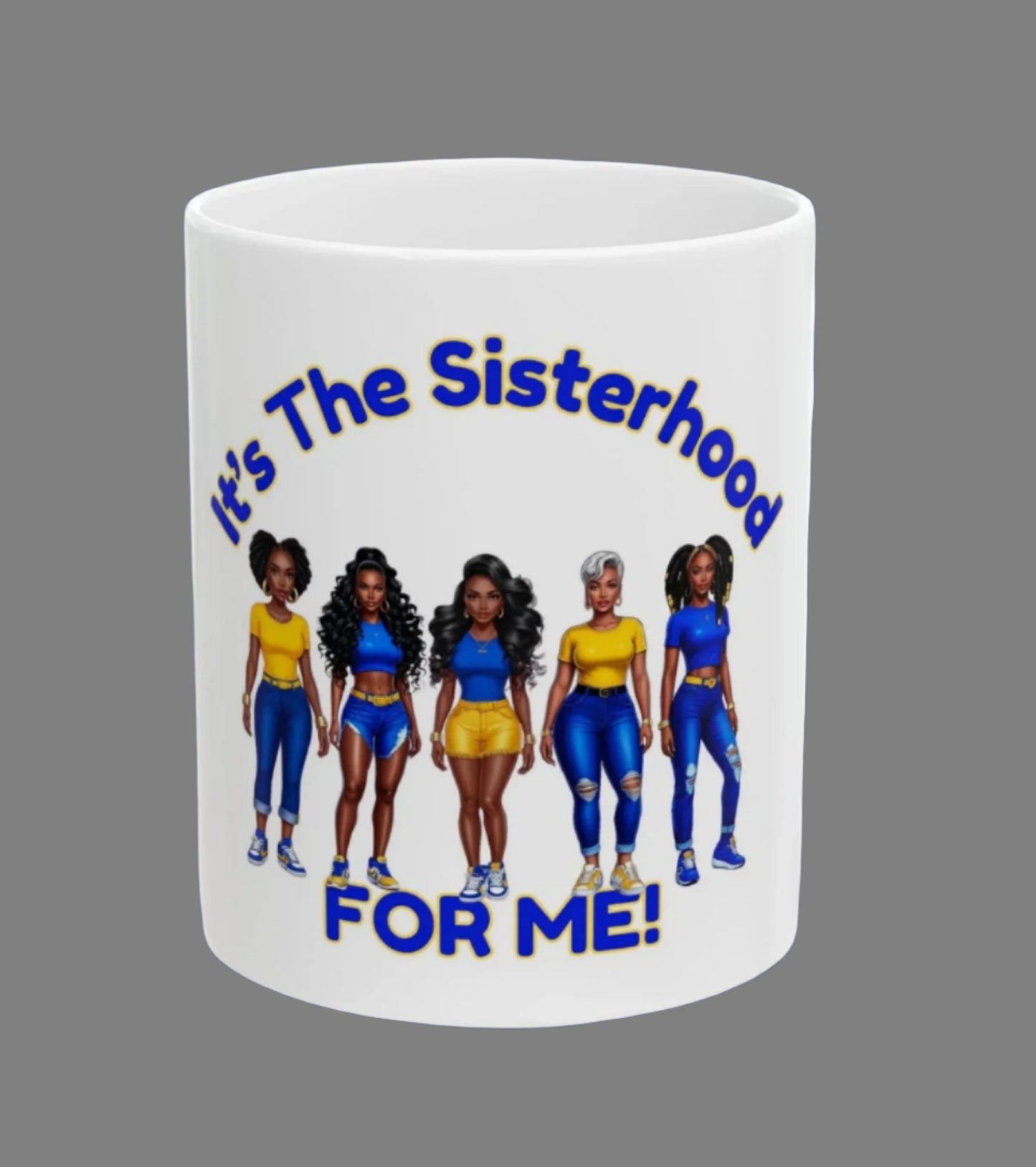 Sisterhood Ceramic Mug Blue and Gold