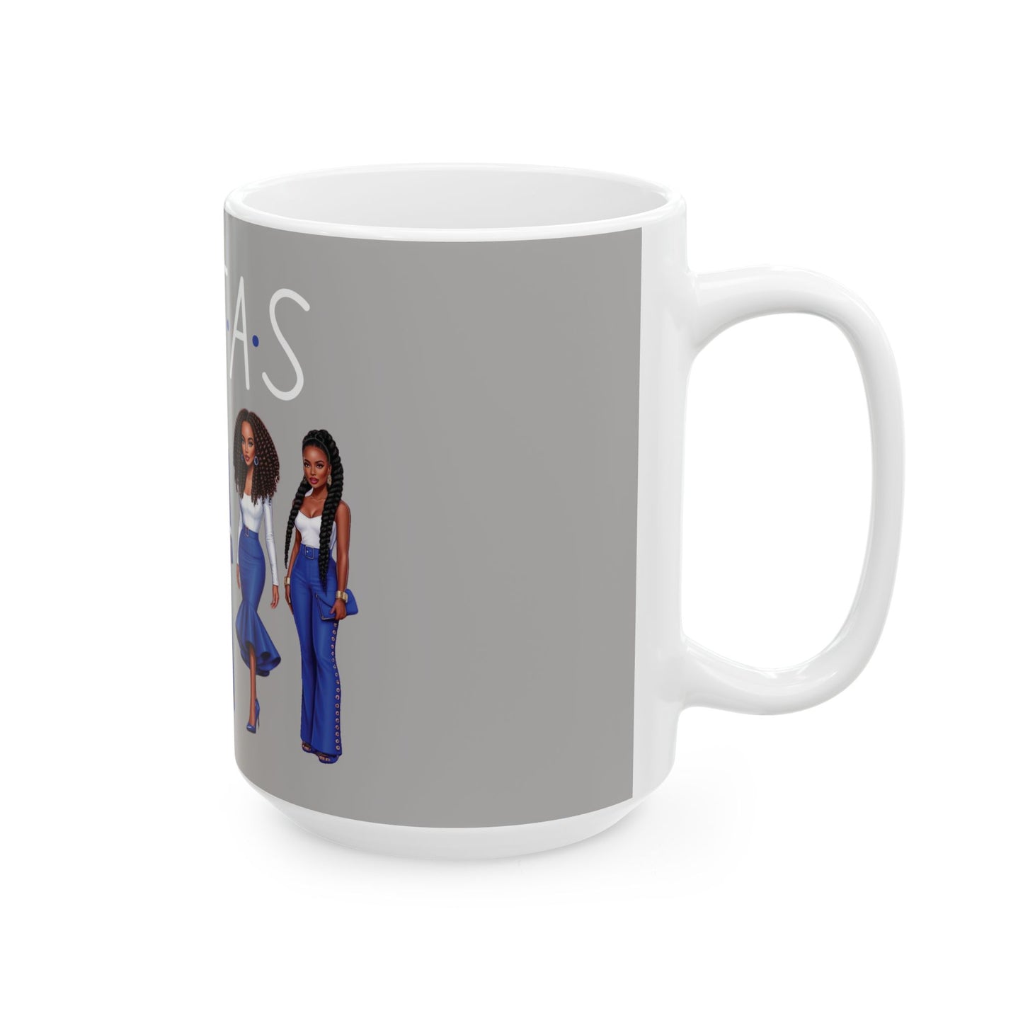 Sistas Ceramic Mug, 11oz 15oz, Blue and White African American Women Coffee Cup, Sisterhood Gift, Black Women Empowerment Tea Mug, BFF Cup,
