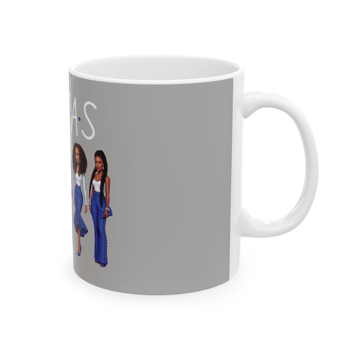 Sistas Ceramic Mug, 11oz 15oz, Blue and White African American Women Coffee Cup, Sisterhood Gift, Black Women Empowerment Tea Mug, BFF Cup,