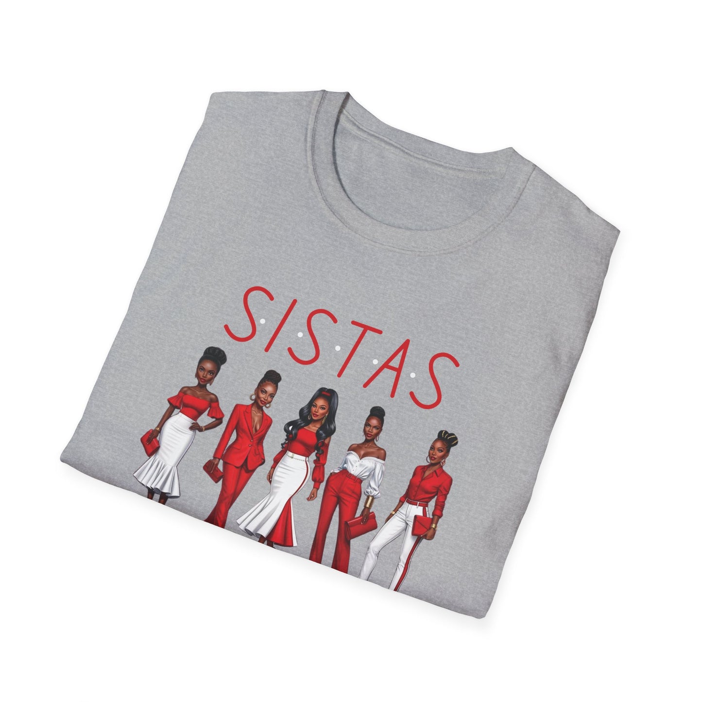 Sistas Tee, Feminine Red & White Shirt, Ladies Graphic Top, Girl Power T-Shirt, Women's Empowerment Clothing, Women's Casual Tee