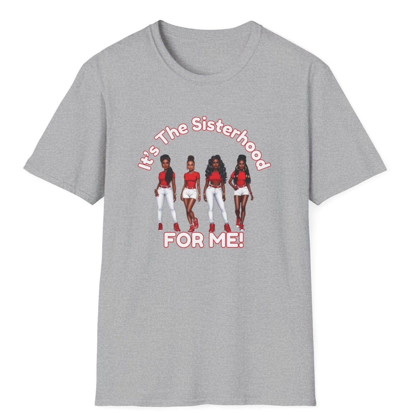 Sisterhood Women's Tee, Feminine Red & White Shirt, Ladies Graphic Top, Girl Power T-Shirt, Women's Empowerment Clothing, Women's Casual Tee