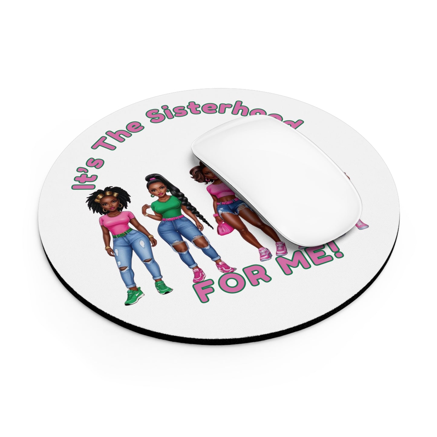 Sisterhood Mouse Pad, Black Women Pink Green Design, Office Desk Decor, Feminist Gift, Women's Empowerment Accessories, Sistas