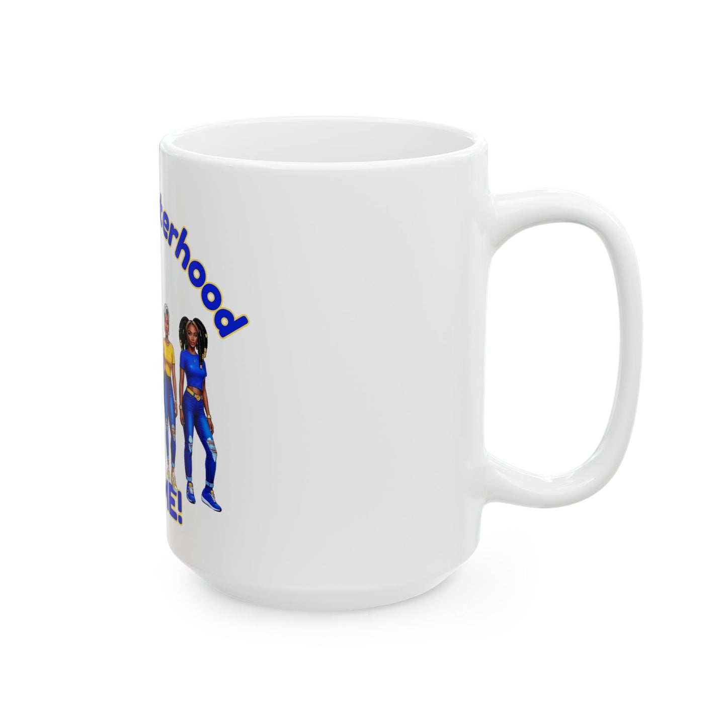 Sisterhood Ceramic Mug Blue and Gold