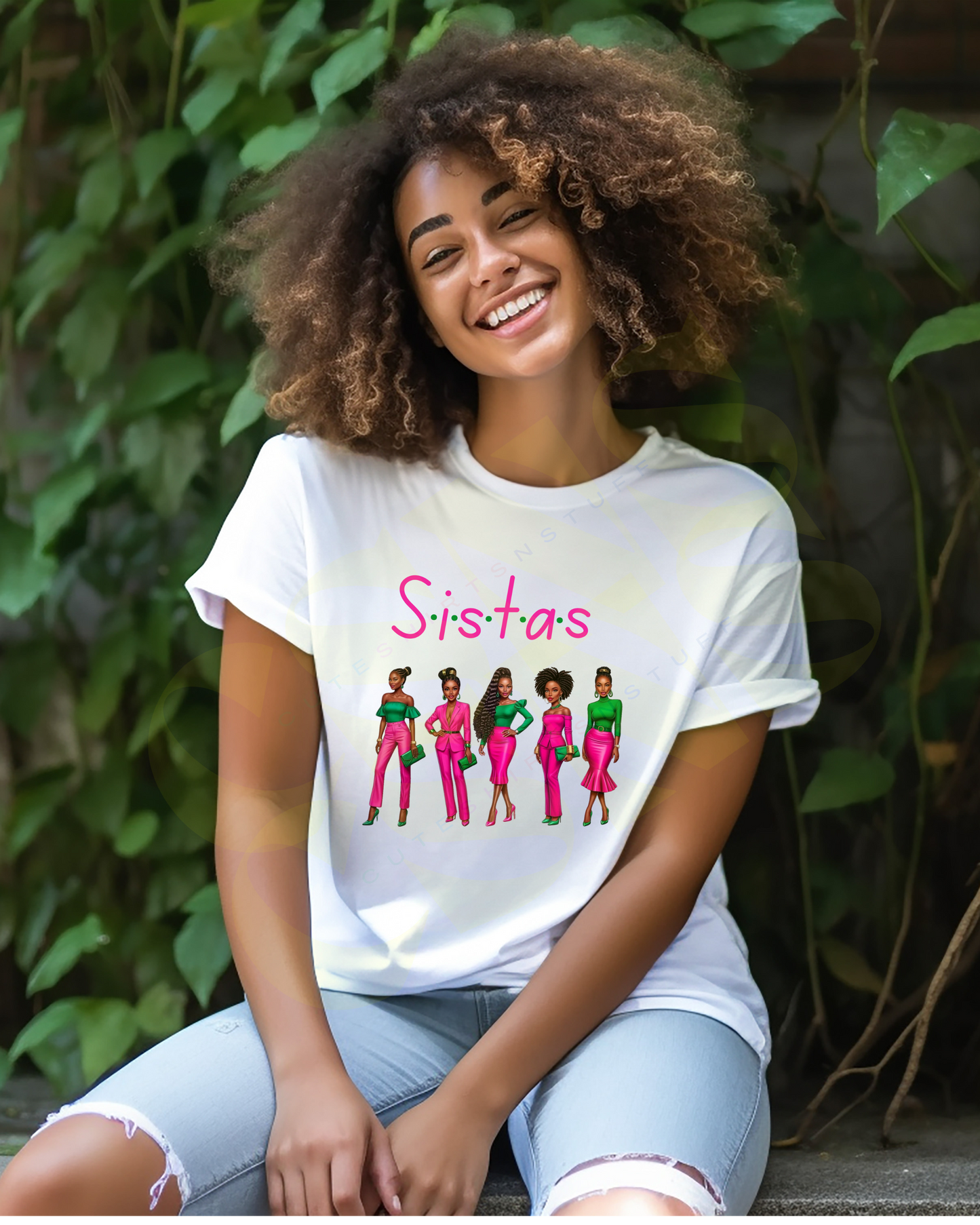 Black Women Pink and Green Unisex T-Shirt, Stylish African American Girls Tee, Feminine Fashion Top, Trendy Melanin Shirt, Diversity Graphic