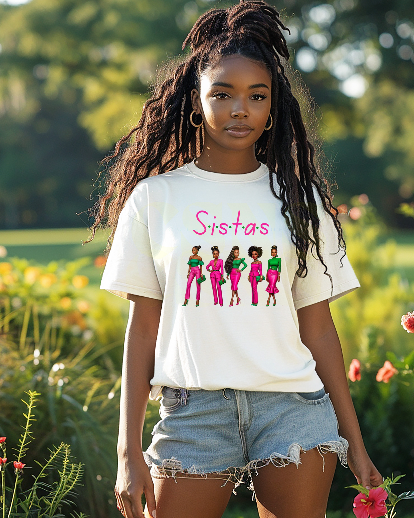 Black Women Pink and Green Unisex T-Shirt, Stylish African American Girls Tee, Feminine Fashion Top, Trendy Melanin Shirt, Diversity Graphic