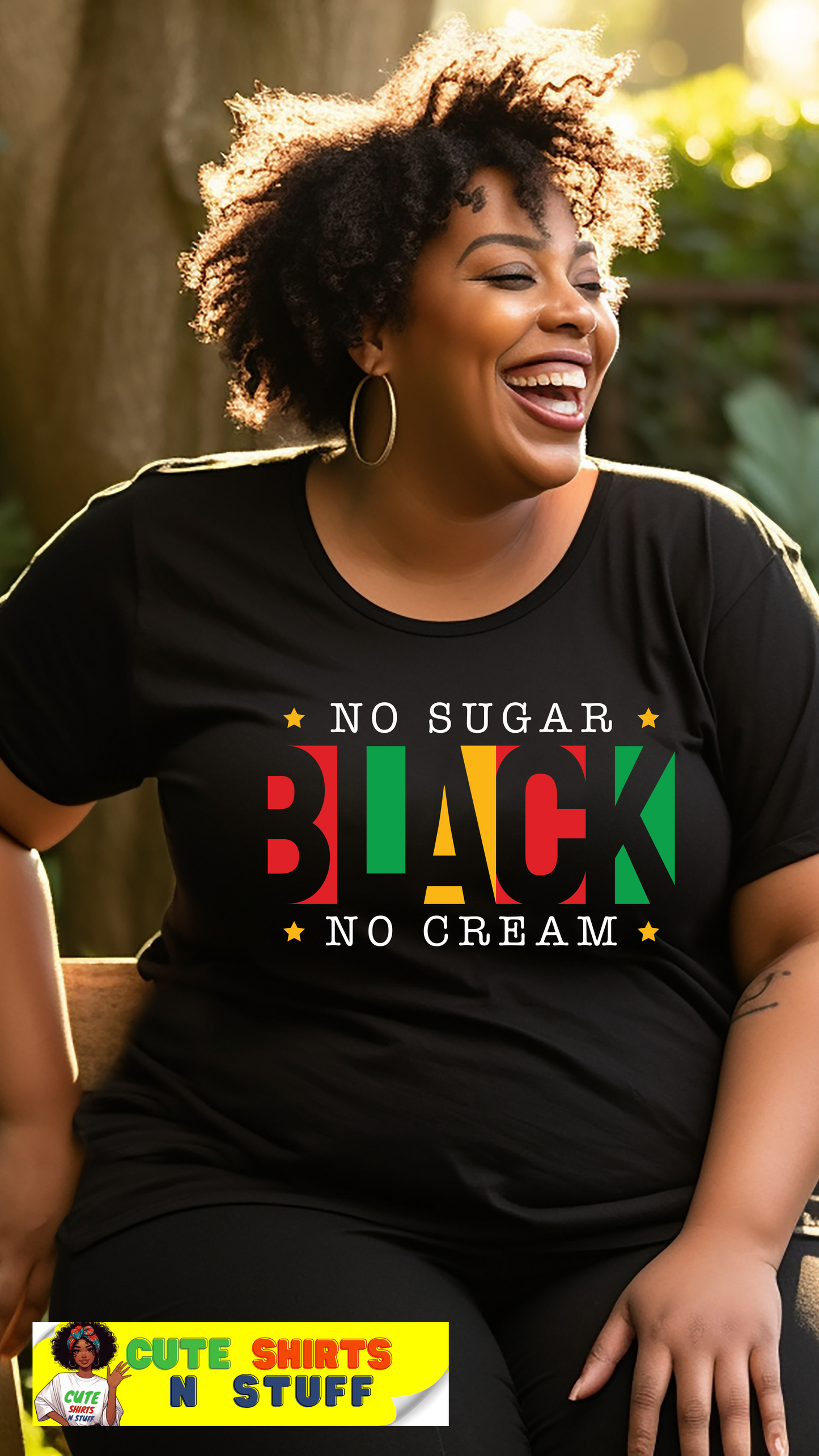 Black No Sugar No Cream T-Shirt - Black History Month Celebration